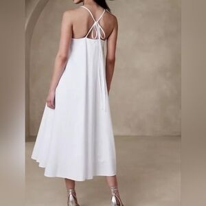 NWT Banana Republic Dana Poplin Midi Dress in White Women's Size XL Tall‎ Summer